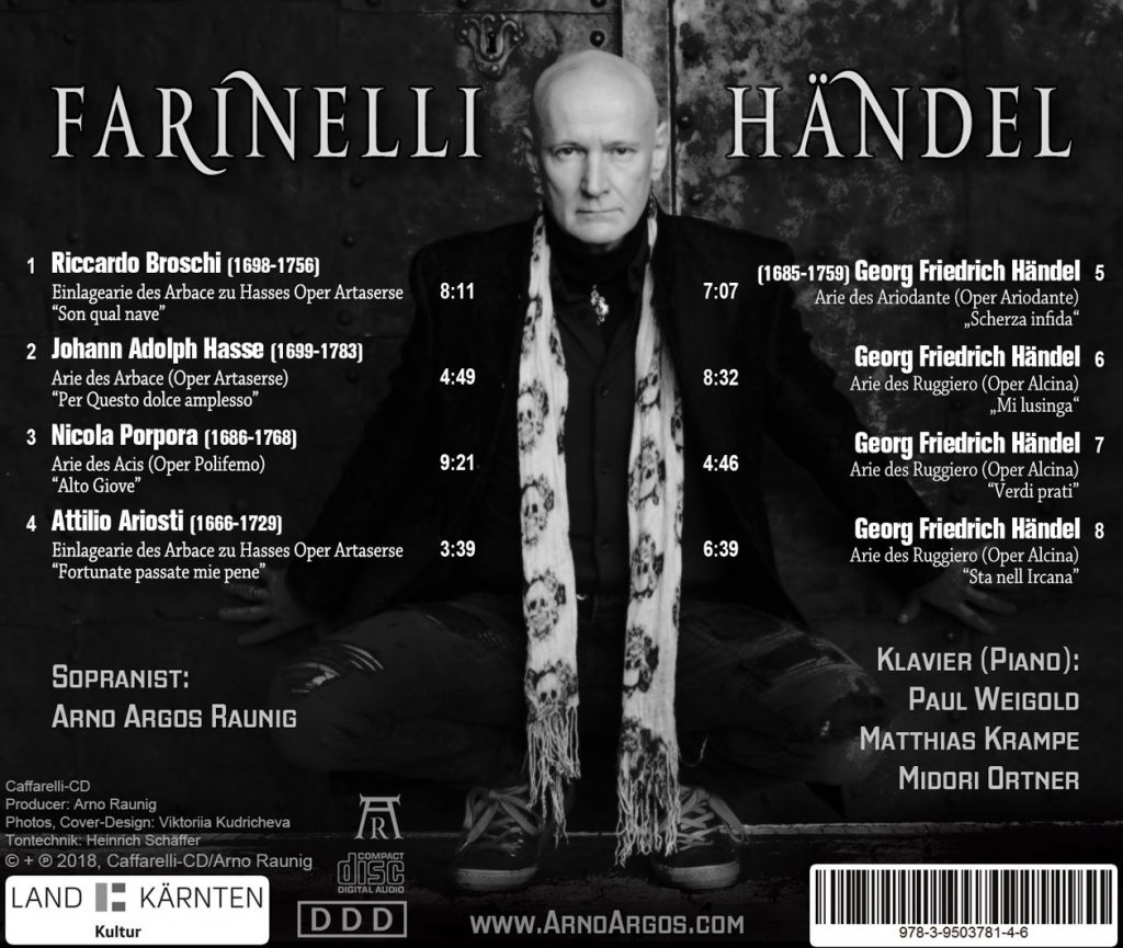 Album Farinelli vs Handel Sopranist Arno Argos Raunig